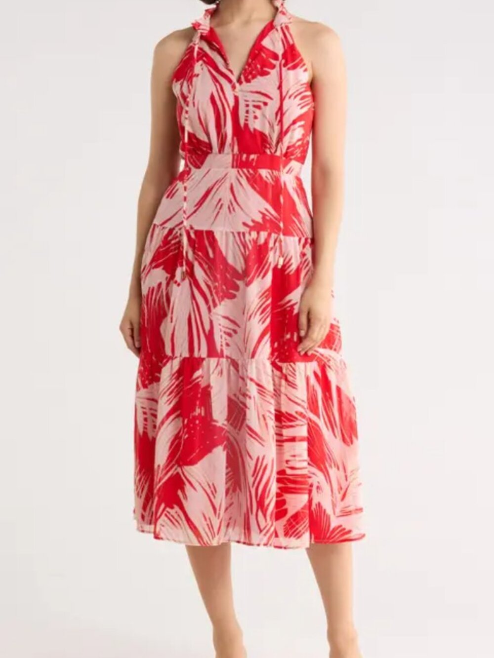 Sleeveless Tiered Chiffon Midi Dress